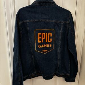 Epic Games Men's Classic Blue Denim Trucker Jacket by Jacket Maker 100% Cotton